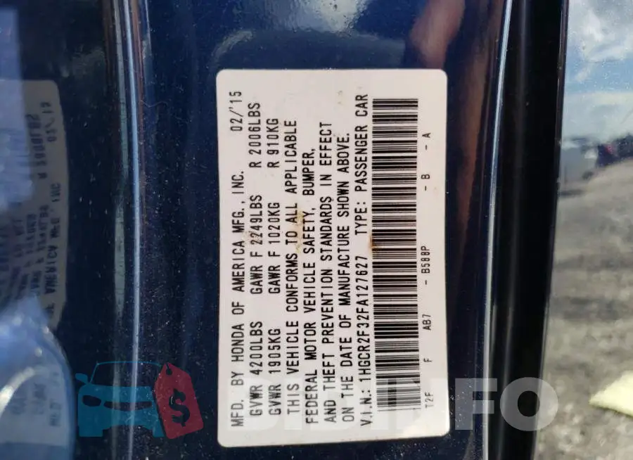 1HGCR2F32FA127627 Photo# 12