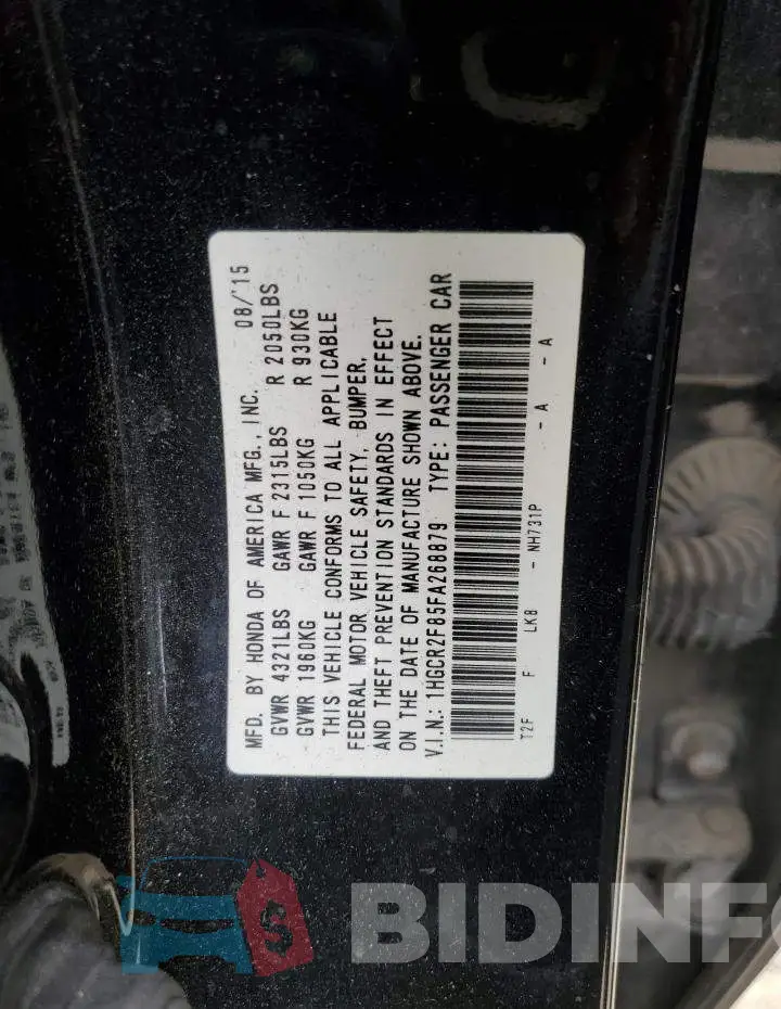 1HGCR2F85FA268879 Photo# 12