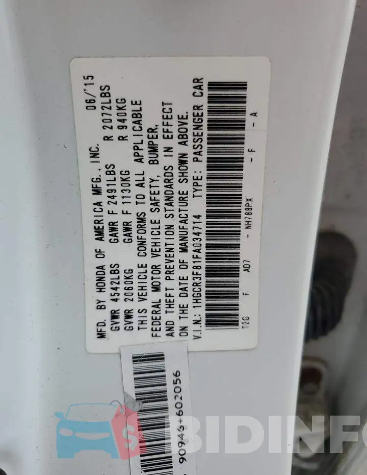 1HGCR3F81FA034714 Photo# 12