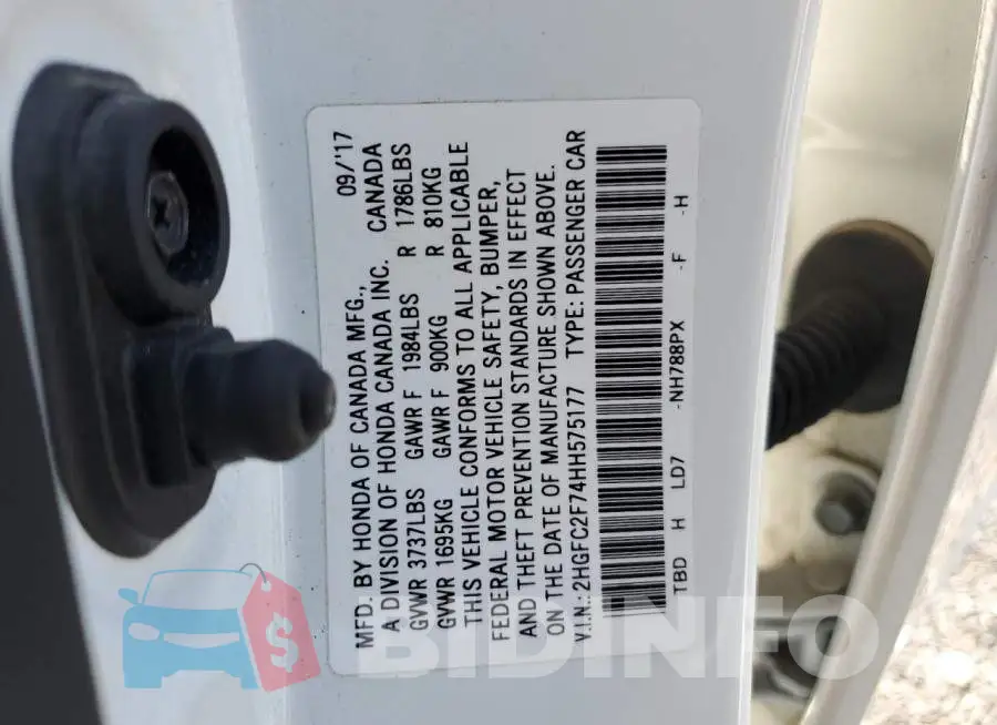 2HGFC2F74HH575177 Photo# 12