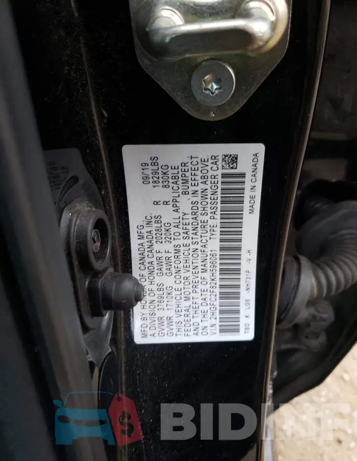 2HGFC2F82KH596061 Photo# 13