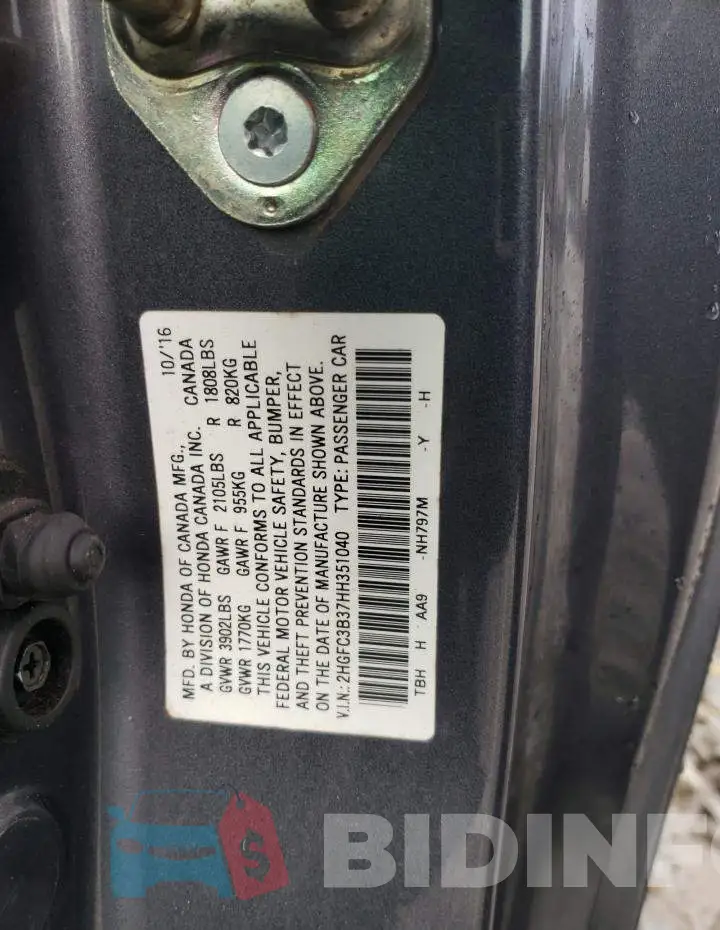 2HGFC3B37HH351040 Photo# 12