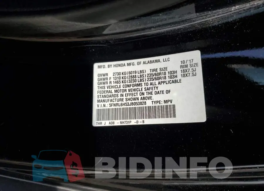 5FNRL6H53JB053828 Photo# 13