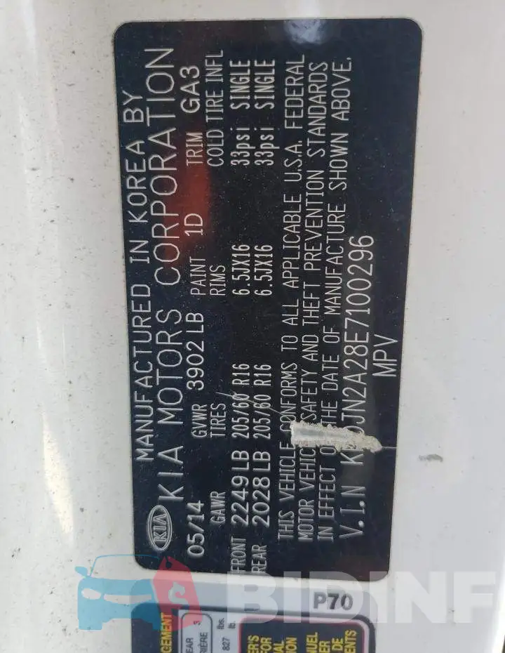 KNDJN2A28E7100296 Photo# 12