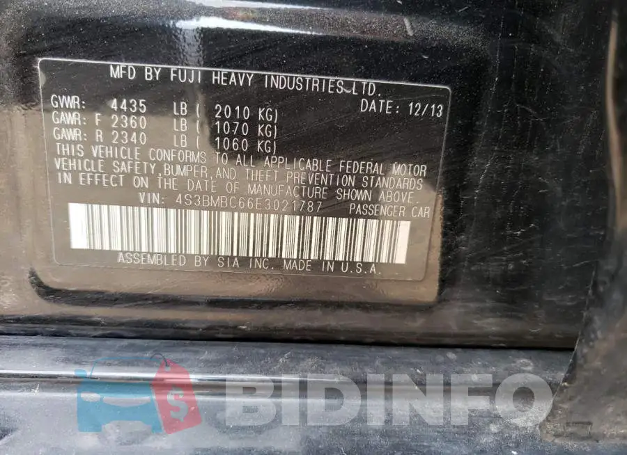 4S3BMBC66E3021787 Photo# 12