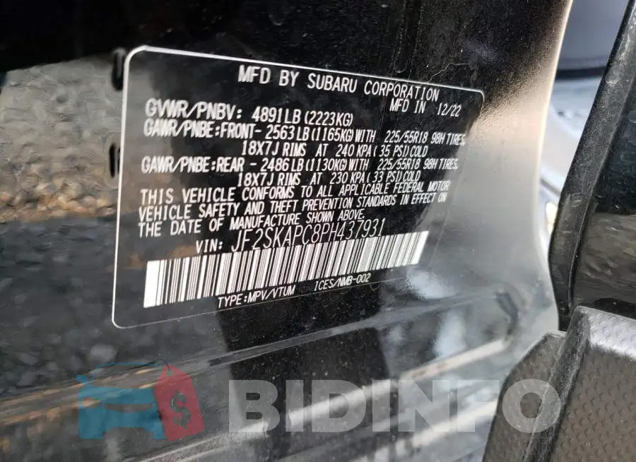 JF2SKAPC8PH437931 Photo# 13