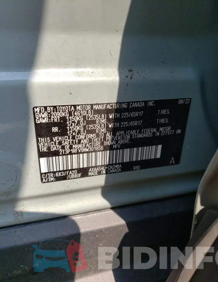 2T3P1RFV9NW301856 Photo# 13