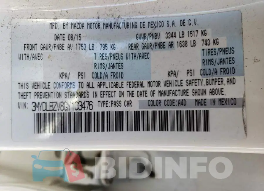 3MYDLBZV8GY103476 Photo# 12