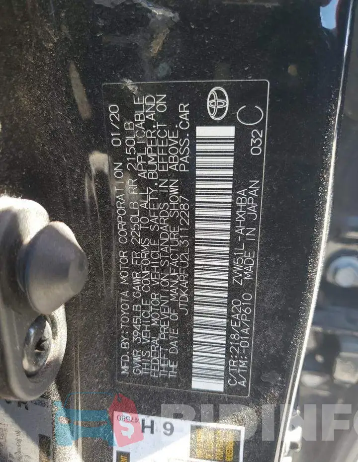 JTDKARFU2L3112287 Photo# 12