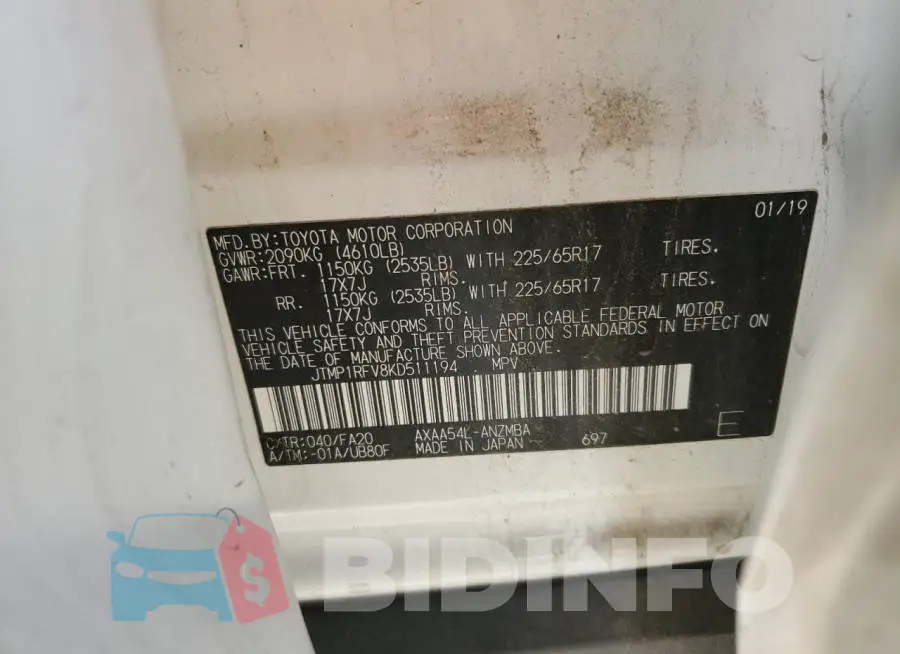 JTMP1RFV8KD511194 Photo# 13