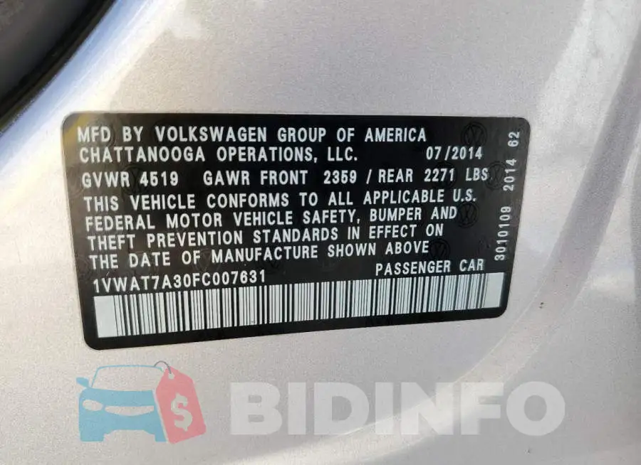 1VWAT7A30FC007631 Photo# 13