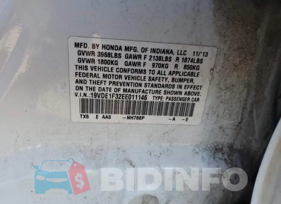 19VDE1F32EE011146 Photo# 12