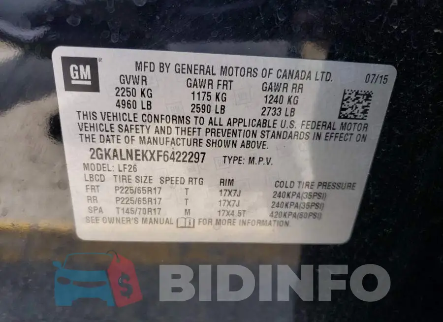2GKALNEKXF6422297 Photo# 13