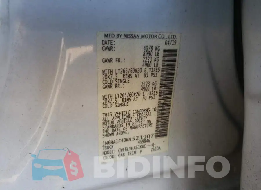 1N6BA1F40KN521907 Photo# 12