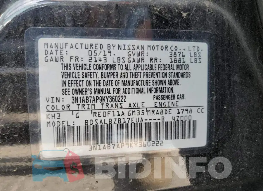 3N1AB7AP9KY360222 Photo# 13