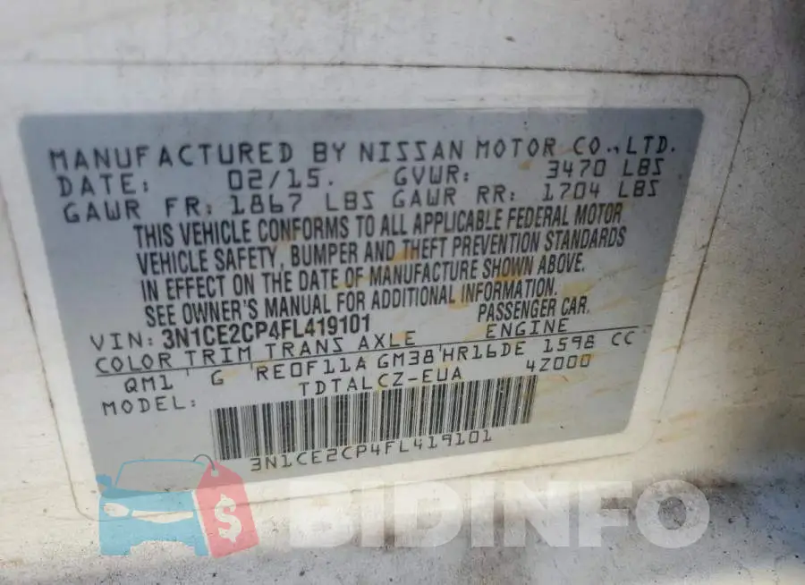 3N1CE2CP4FL419101 Photo# 12