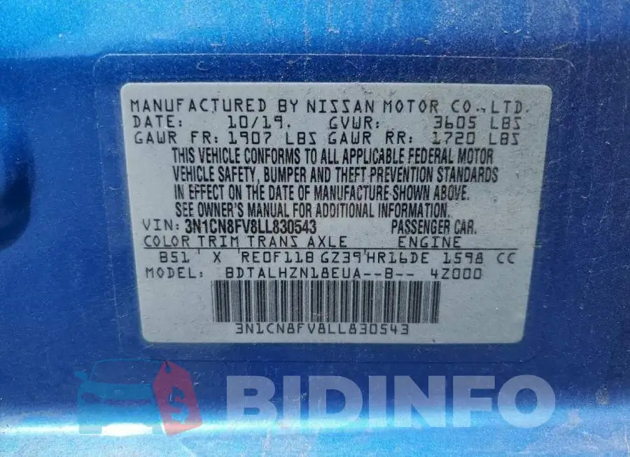 3N1CN8FV8LL830543 Photo# 13