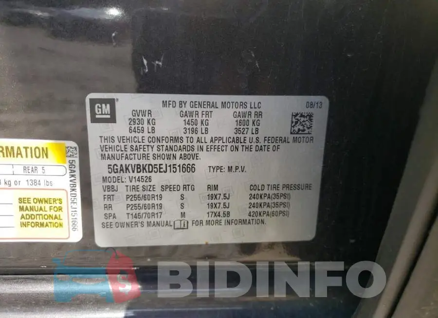 5GAKVBKD5EJ151666 Photo# 12