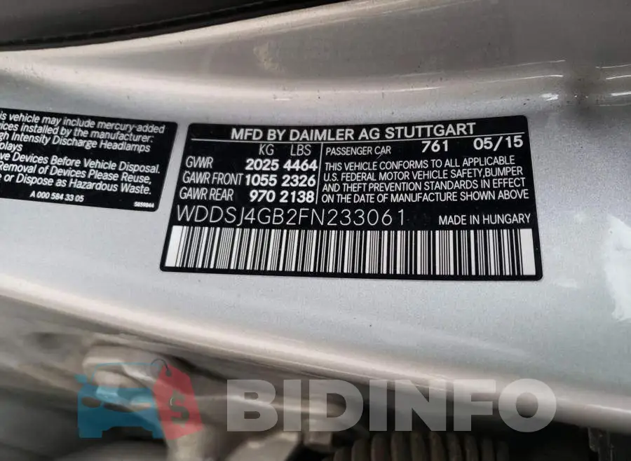 WDDSJ4GB2FN233061 Photo# 10