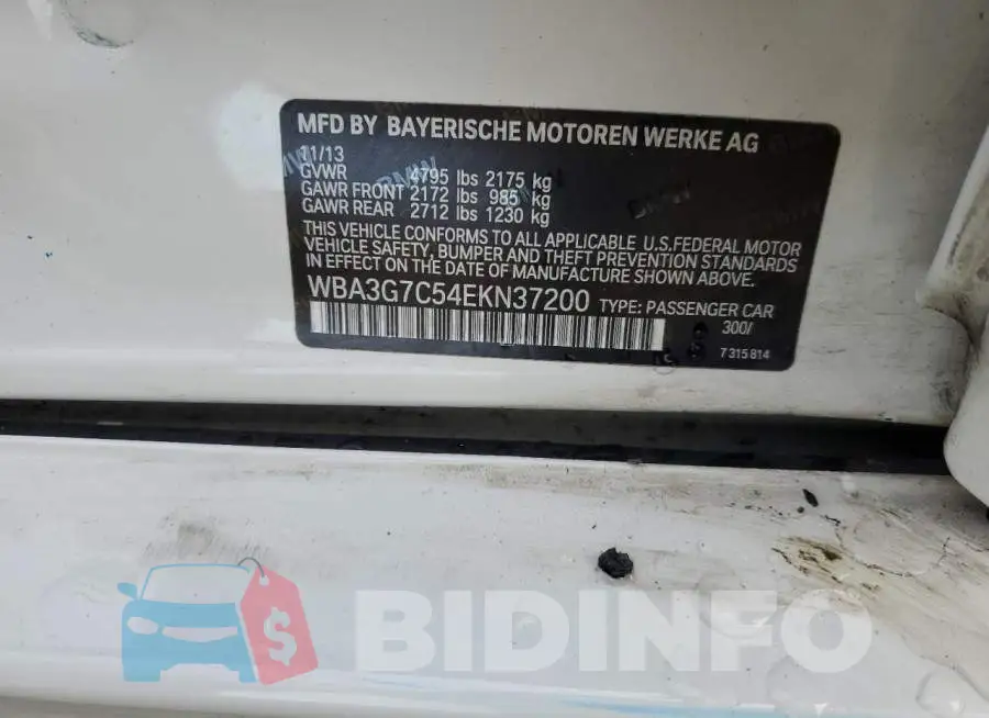WBA3G7C54EKN37200 Photo# 12