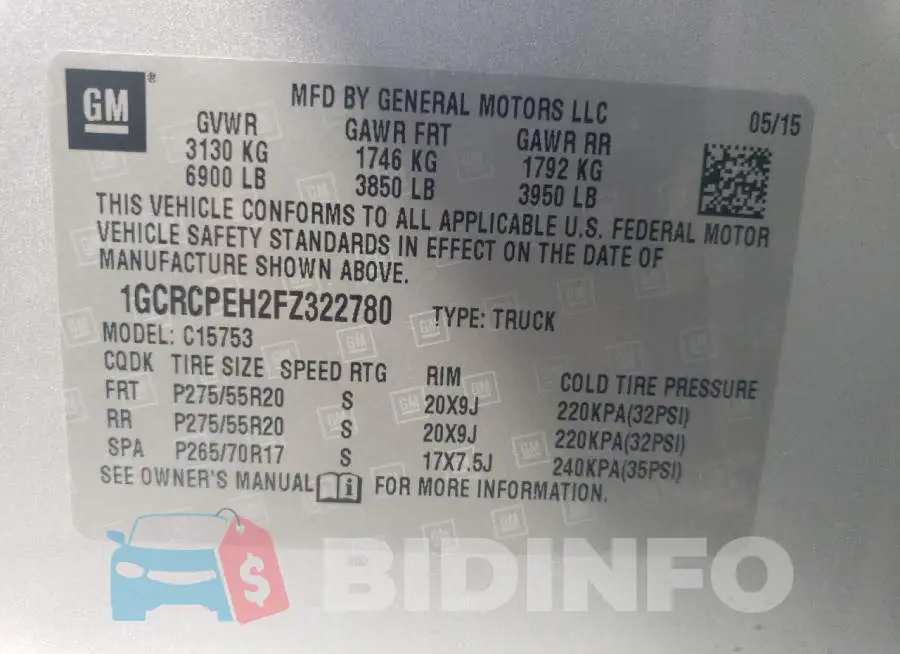 1GCRCPEH2FZ322780 Photo# 13