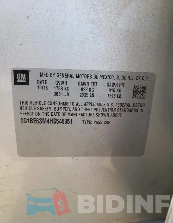 3G1BE6SM4HS548951 Photo# 13