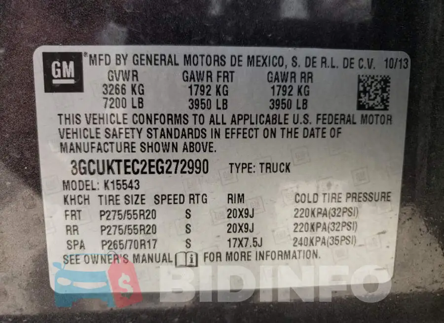 3GCUKTEC2EG272990 Photo# 13