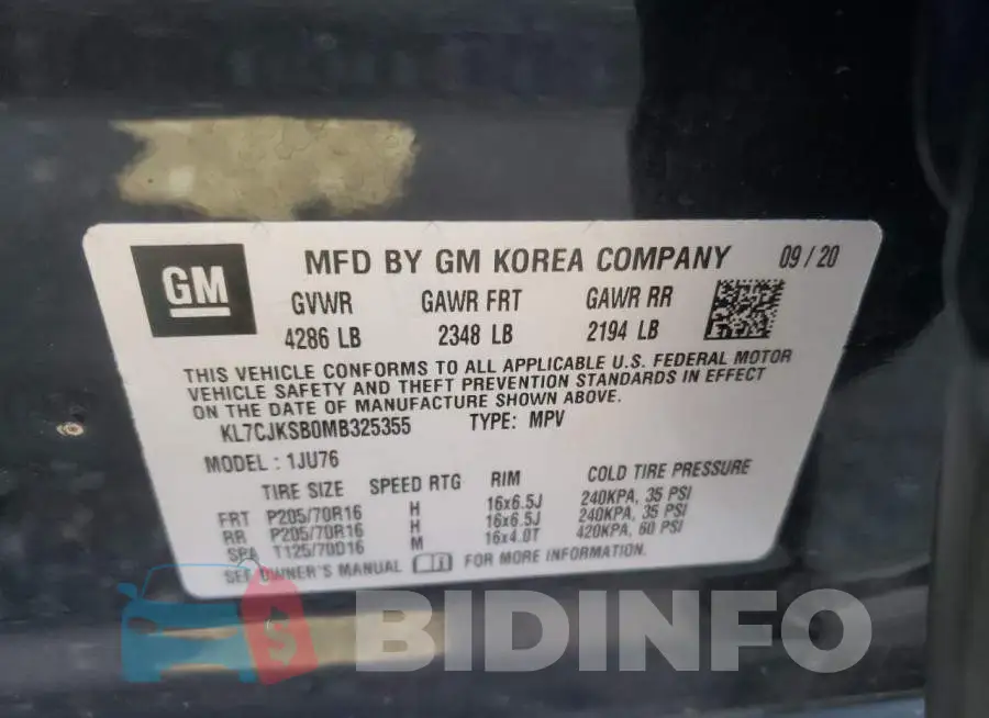 KL7CJKSB0MB325355 Photo# 12