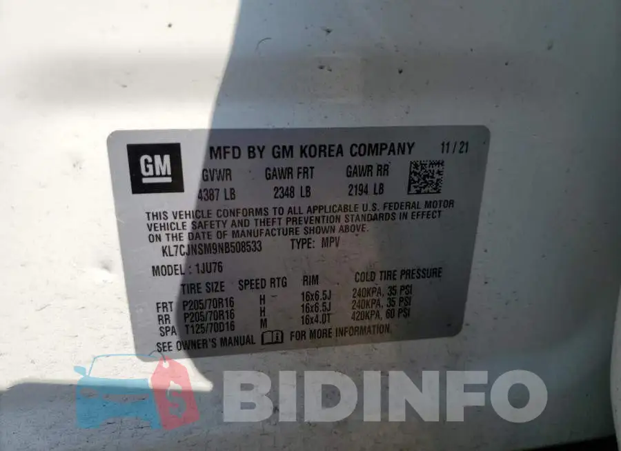 KL7CJNSM9NB508533 Photo# 12