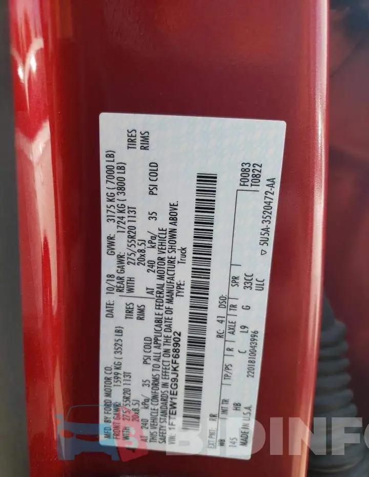 1FTEW1EG9JKF68902 Photo# 12
