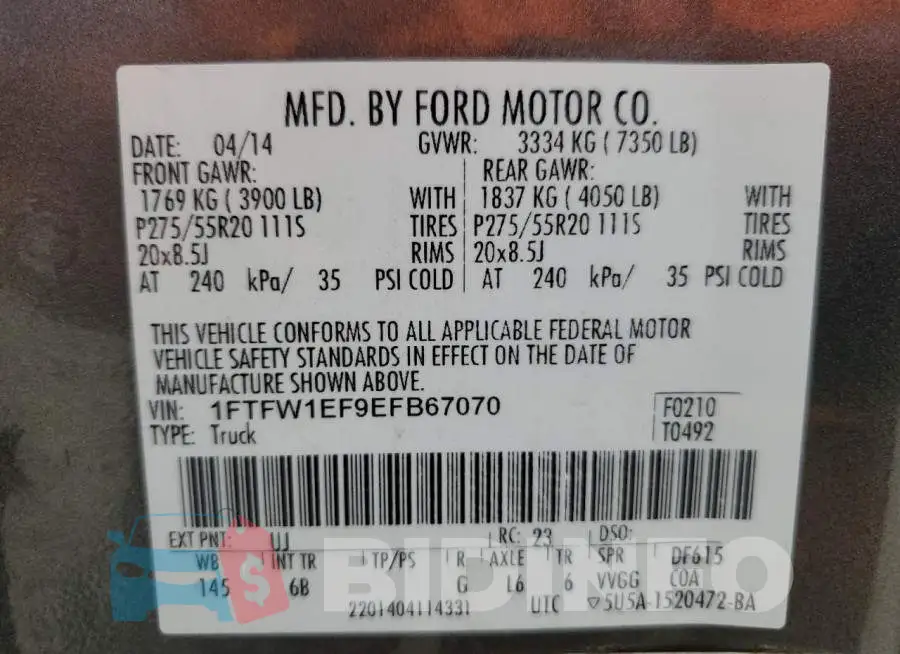 1FTFW1EF9EFB67070 Photo# 12