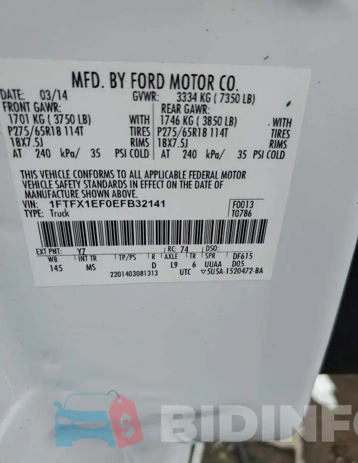 1FTFX1EF0EFB32141 Photo# 13