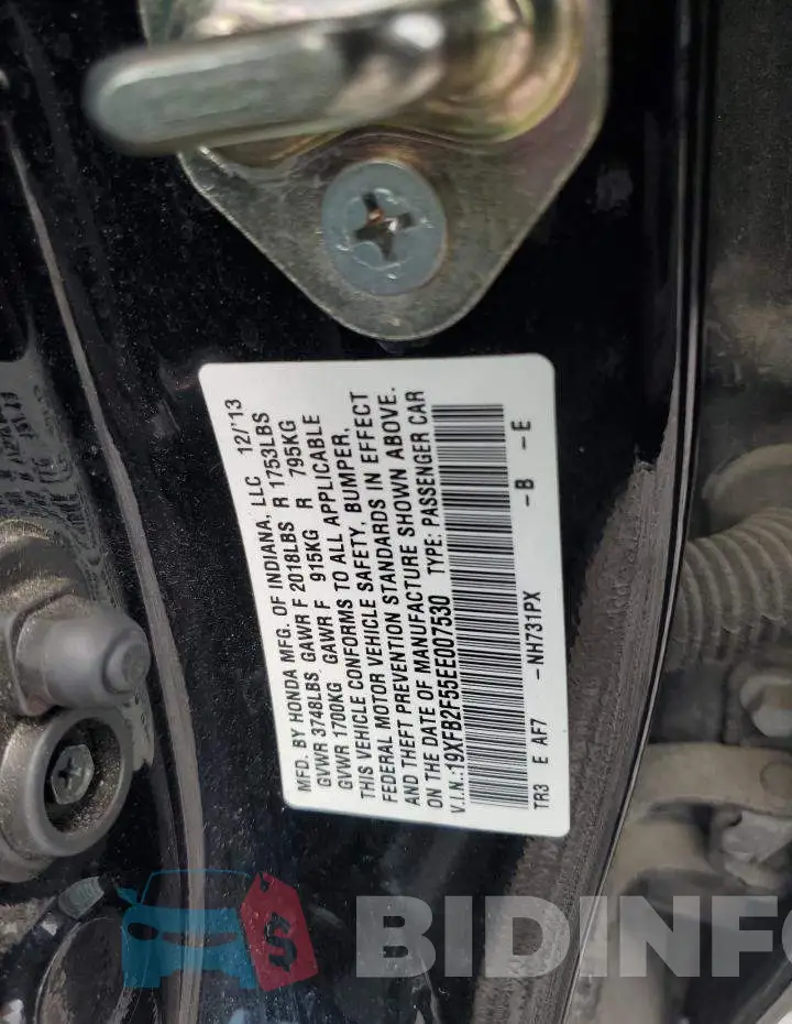 19XFB2F55EE007530 Photo# 12