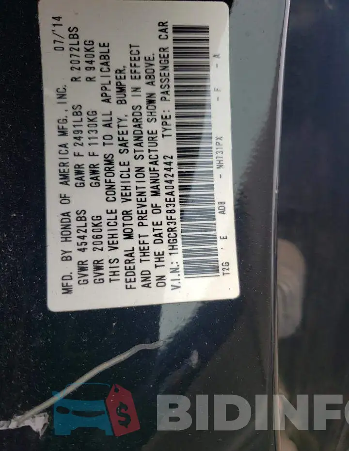 1HGCR3F83EA042442 Photo# 12