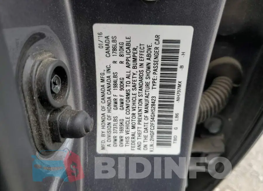 2HGFC2F54GH528423 Photo# 12
