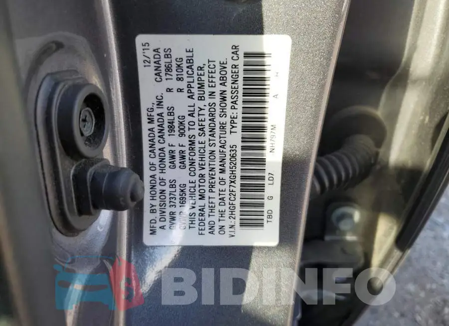 2HGFC2F7XGH520635 Photo# 12