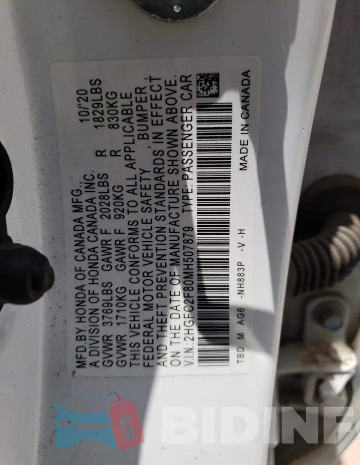 2HGFC2F80MH507879 Photo# 12