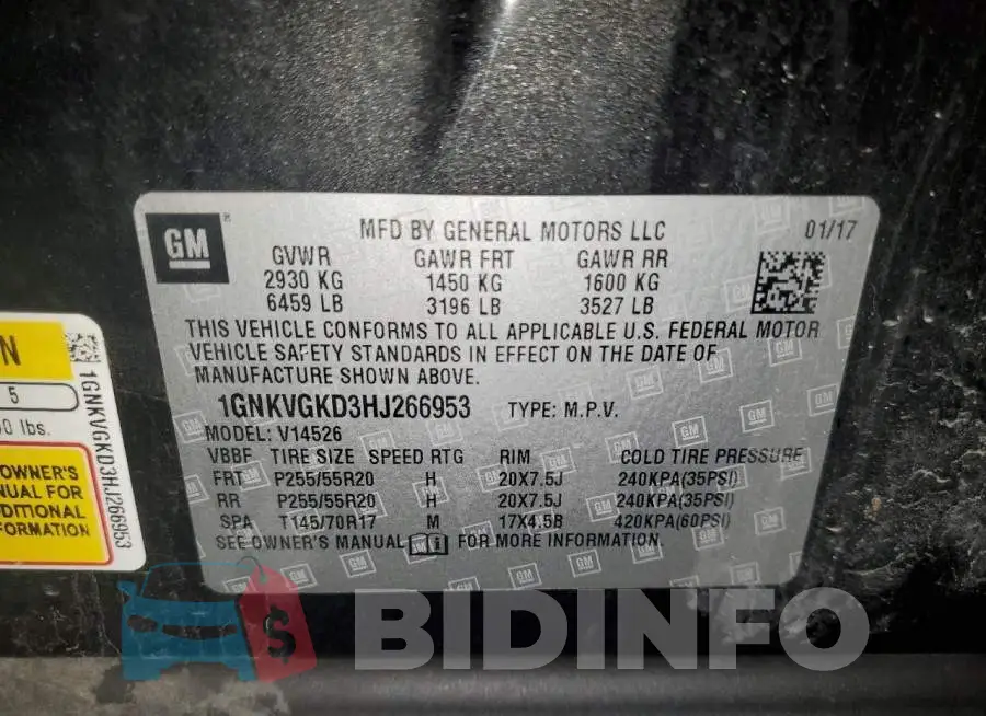 1GNKVGKD3HJ266953 Photo# 13