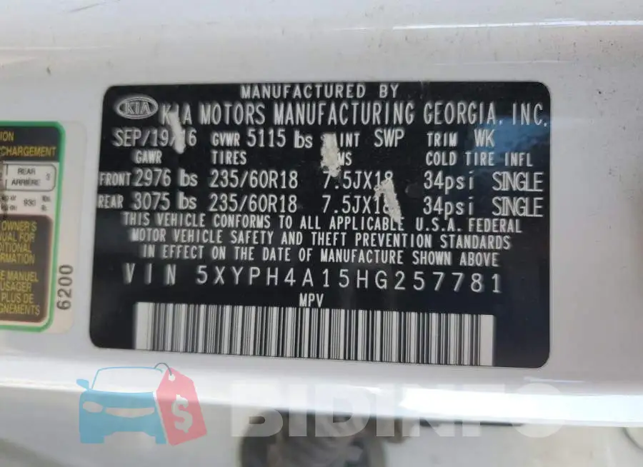 5XYPH4A15HG257781 Photo# 14