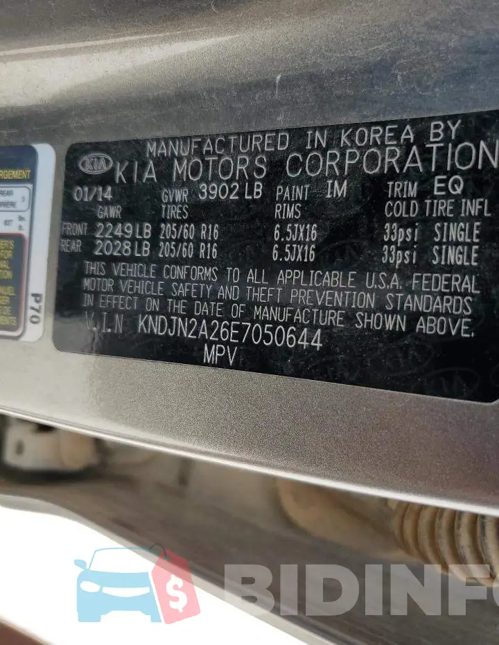 KNDJN2A26E7050644 Photo# 12