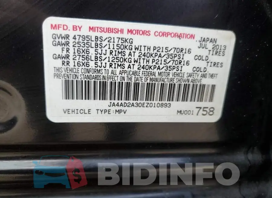 JA4AD2A30EZ010893 Photo# 13
