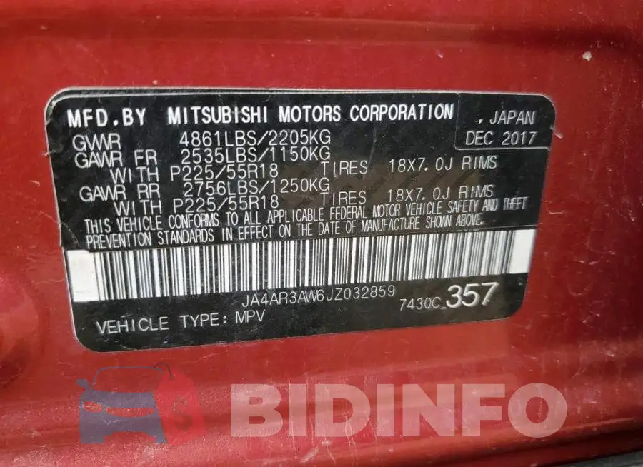 JA4AR3AW6JZ032859 Photo# 13