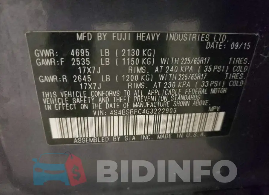 4S4BSBFC4G3222903 Photo# 13