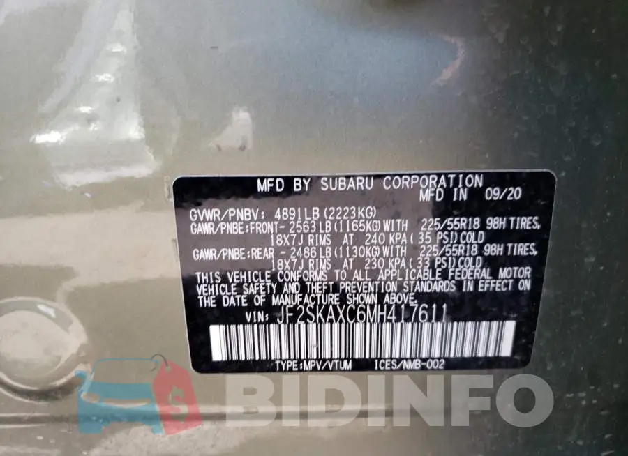 JF2SKAXC6MH417611 Photo# 12