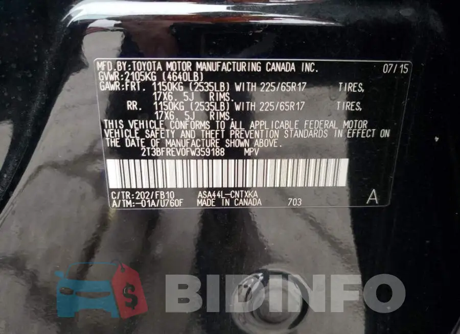 2T3BFREV0FW359188 Photo# 13