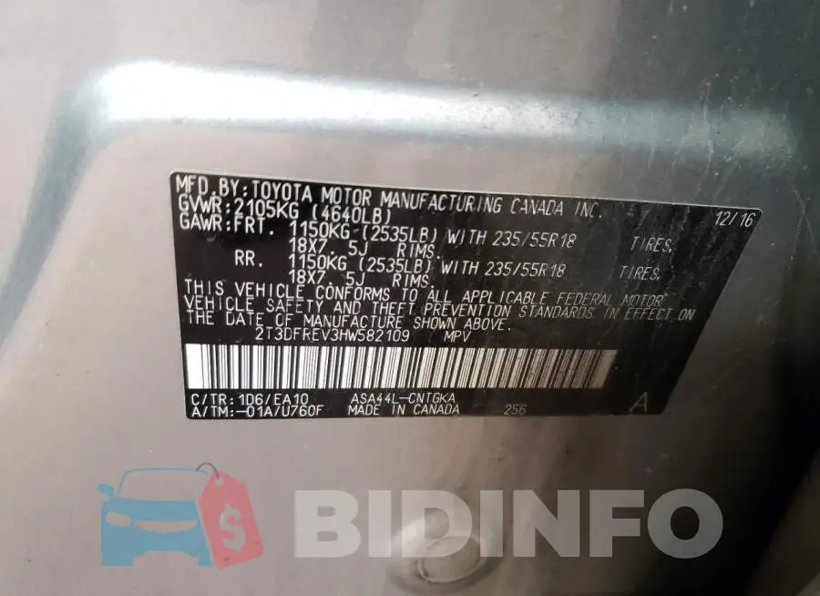 2T3DFREV3HW582109 Photo# 12