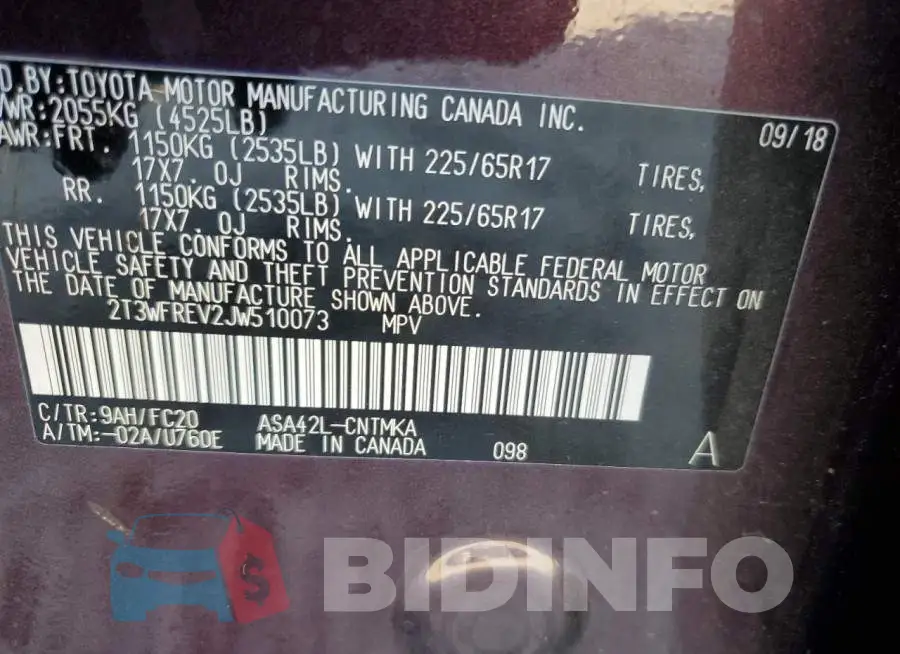 2T3WFREV2JW510073 Photo# 14