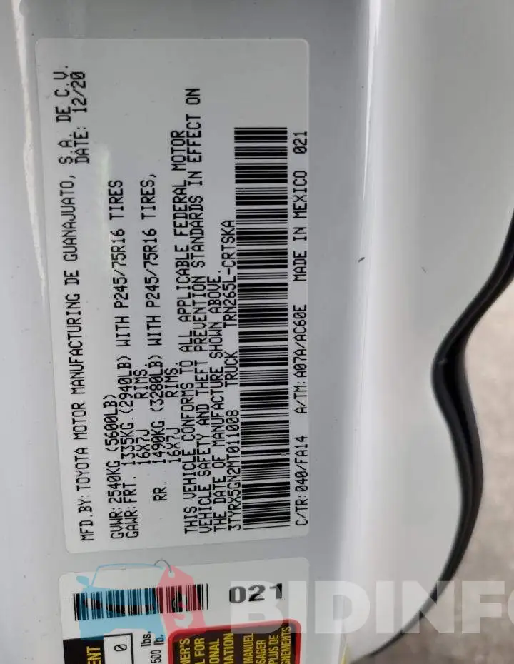 3TYRX5GN2MT011008 Photo# 12