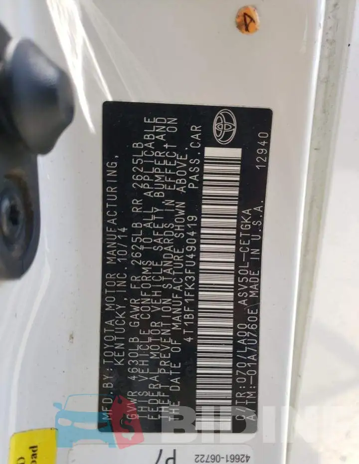 4T1BF1FK3FU490419 Photo# 12