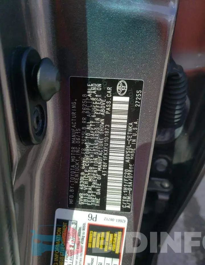 4T1BF1FKXFU101873 Photo# 12